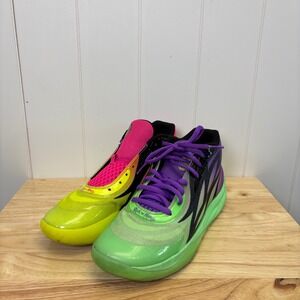 Puma MB.02 Rick and Morty Neon Mismatched Athletic Shoes Men Size 8.5 Basketball